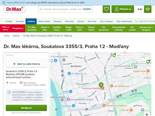 dr. max lékárna, soukalova 3355/3, praha 12 - modřany | dr. max lékárna