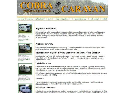 půjčovna nových, moderně vybavených karavanů za příjemné ceny pro celoroční využití.