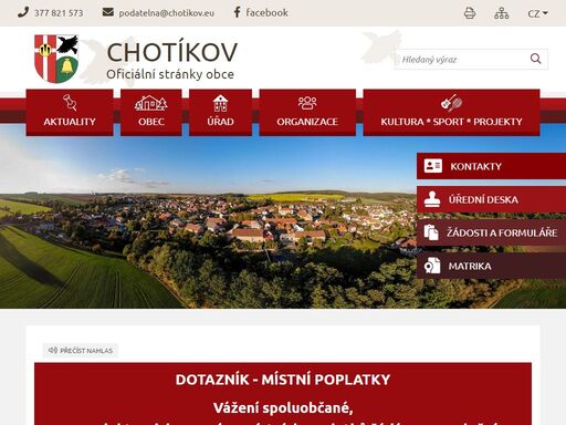 oficiální stránky obce chotíkov