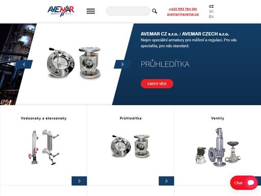 avemar je výrobní a obchodní společnost v oblasti průmyslových armatur (kulové kohouty, klapky, šoupátka) včetně zařízení pro měření a regulaci (stavoznaky, ventily).