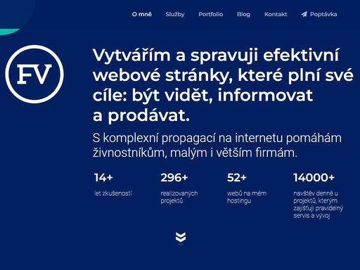 mou prací je tvorba webových stránek, které plní své cíle: být vidět, informovat a prodávat. s propagací na internetu pomáhám živnostníkům, malým i velkým firmám. olomouc a okolí.