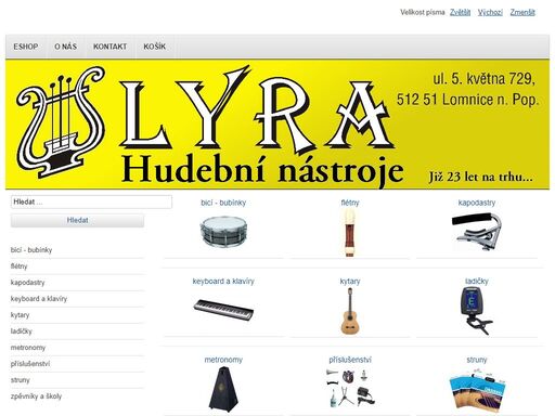 prodej hudebních nástrojů a příslušenství s kamennou prodejnou, mnohaletou tradicí a vřelím přístupem k zákazníkům.
