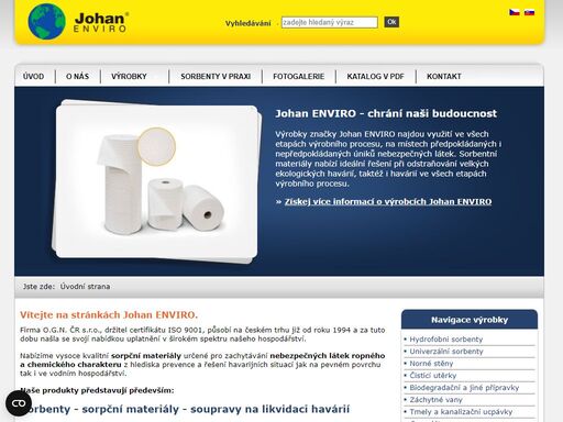 johan enviro - dodavatel srpčních materiálů, určených pro zachytávání nebezpečných látek ropného a chemického charakteru
