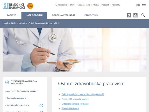  - odd. hybridního operačního sálu (hmos) - pracoviště kontroly infekcí - oddělení klinické farmacie - závodní ordinace -…