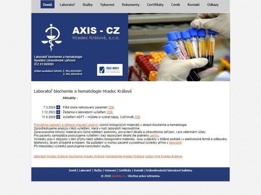 axis cz, laboratoř klinické biochemie, hematologie
