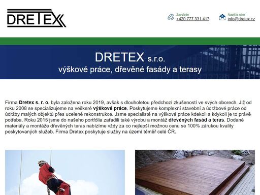 dřevěné terasy, dretex. provádíme pokládku dřevěných teras a výškové práce