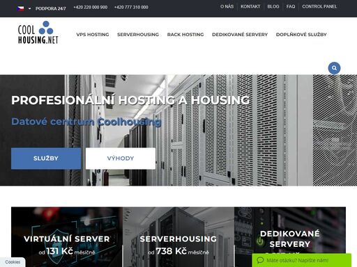profesionální server hosting a housing, dedikované servery a virtuální servery s vysokou spolehlivostí a bezpečností v datovém centru