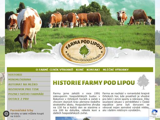 farma nabízí domácí mléko a mléčné produkty, sýry, máslo, jogurty. na farmě je i chov koní a domácích zvířat.