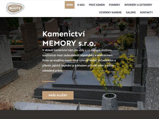 kamenictví memory s.r.o. nabízí prvotřídní kamenické služby v jihočeském kraji. zaměřujeme se na výrobu pomníků, náhrobních desek a schodů z přírodního kamene.