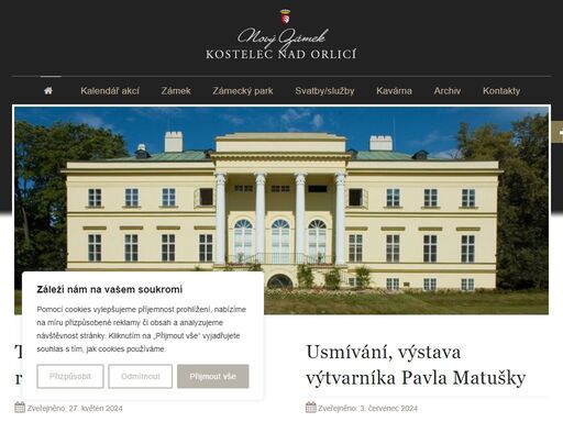 webová prezentace nového zámku kostelec nad orlicí