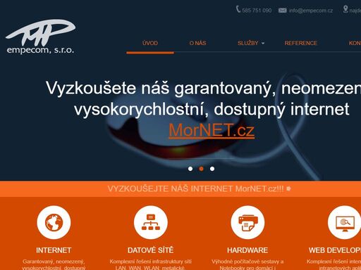 jsme provozovatelem internetové sítě mornet.cz, realizujeme komplexní infrastruktury
sítí lan, wan, wlan. dále se specializujeme na firemní serverová řešení
s platformou linux.
