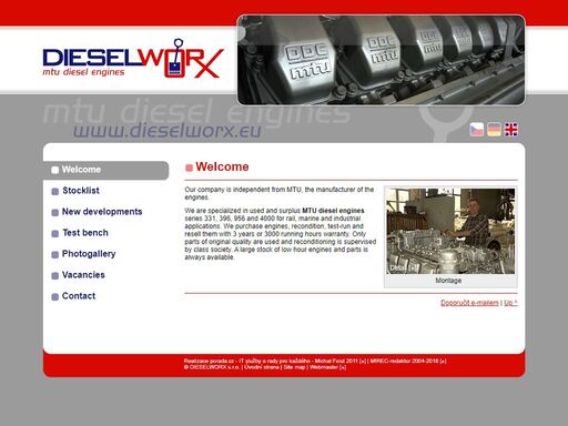 official website of dieselworx s.r.o., specialising in reconditioning of mtu diesel engines