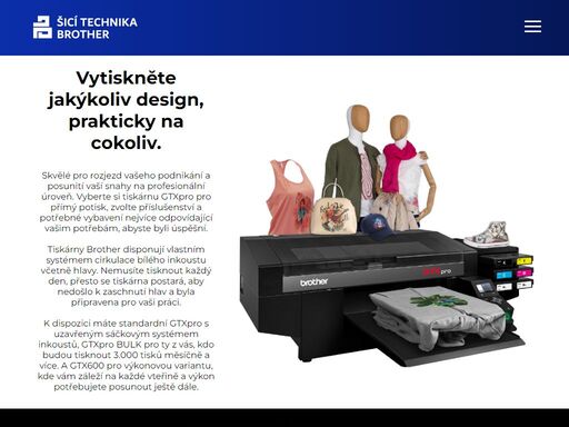 digitální tiskárny brother na přímý potisk textilu, vhodné i pro reklamní společnosti