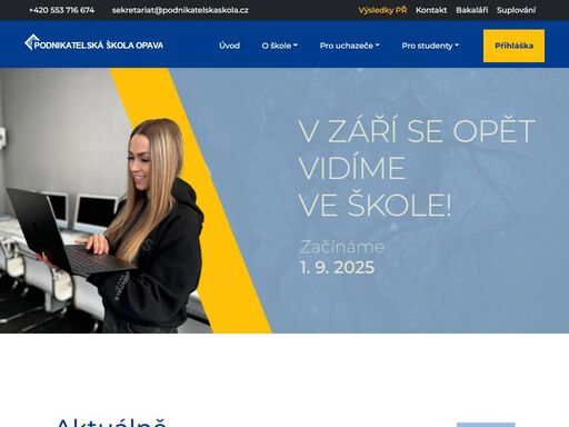 webové stránky soukromé střední školy podnikatelské, s.r.o., opava