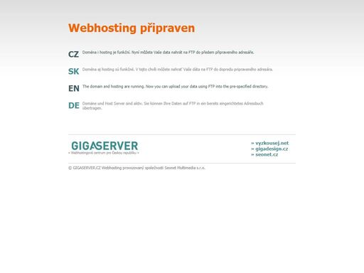 webhosting připraven