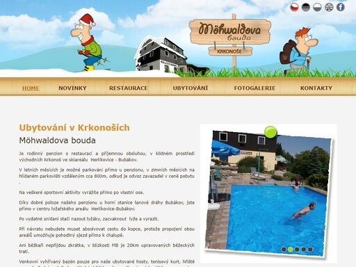 möhwaldova bouda vám nabízí příjemný pobyt v krkonoších na benecku jen 6 km od vrchlabí, 20 km od špindlerova mlýna a  2 km od známého rekreačního střediska zimních sportů herlíkovice