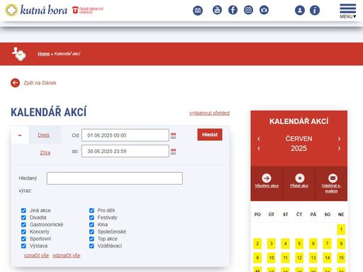 městský informační portál města kutná hora, jehož památky jsou od r. 1995 na seznamu unesco, poskytuje přehled o památkách, informacích, kulturním a společenském dění ve městě
