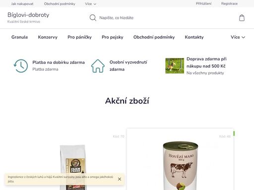 vítejte v našem obchodě. „bígl raf, byl velmi náročným strávníkem, okamžitě poznal nekvalitní granule, které vůbec nejedl, nebo měl neustále zdravotní problémy. po vyzkoušení velkého množství značek, jsme vyzkoušeli kvalitní české granule a konzervy, které nejen výborně chutnaly, ale také se tím u rafa odstranily…