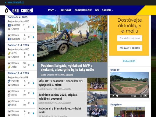 stránka věnovaná baseballovému klubu sab orli choceň