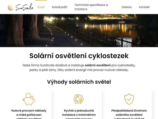 profesionální solární osvětlení pro cyklostezky, parky a pěší zóny s nulovými provozními náklady díky osvětlení led na solární energii. rychlá instalace.