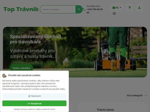hnojiva, regenerační služby, zakládání trávníků, závlahy, sekačky a drobné vybavení.