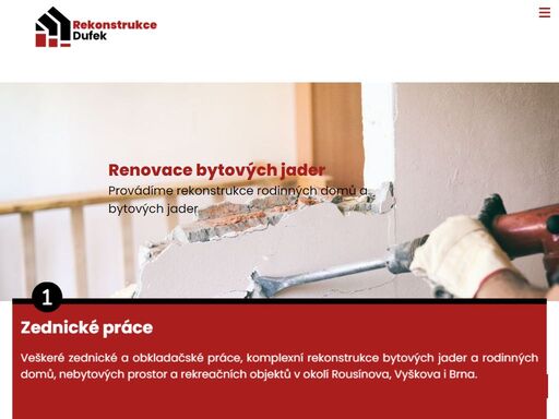 rekonstrukce rodinných domů, bytů. opravy a renovace bytových jader a koupelen. opravy a výstavba podlah schodů. rekonstrukce dufek