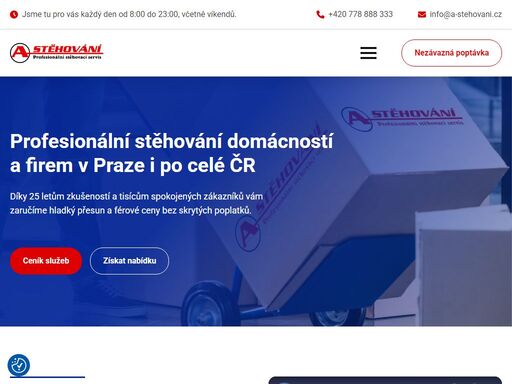 stěhování v praze a po celé čr ?? balení, montáž, pojištění ?? férové ceny od 3 000 kč ?? kalkulace do 30 min ?? poptávka zdarma