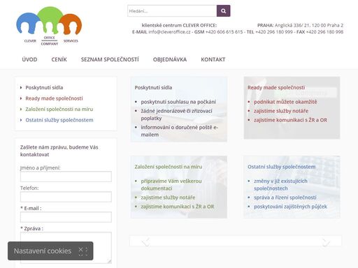    
     
       
      poskytnutí sídla   
         
        poskytnutí souhlasu na počkání   
        žádné jednorázové či zřizovací poplatky   
       ...