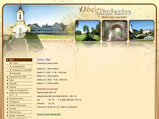 oficiální webové stránky obce skořenice
