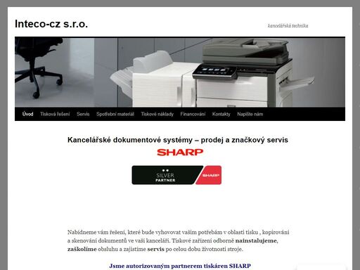kancelářská technika - servis, prodej, pronájem. autorizovaný partner firmy sharp - kopírky, multifunkční tiskárny. servis značek sharp, canon. skartovače hsm.