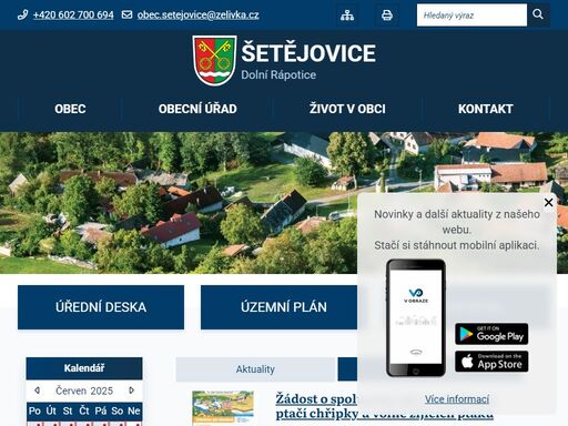 oficiální stránky obce šetějovice