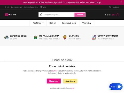 mixture.cz je e-shop který stojí za to navštívit, prodáváme velkou škálu zboží takže si vybere opravdu každý. mezi naše hlavní trháky patří parfémy s 18-22% vonných esencí inspirovány světovými vůněmi. přijďte si koupit jeden i vy!