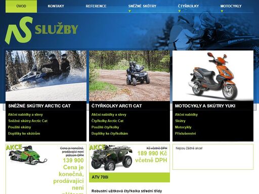 prodej a servis sněžných skútrů arctic cat, motocykly a skútry yuki, prodej elektrických motocyklů a skútrů akumoto