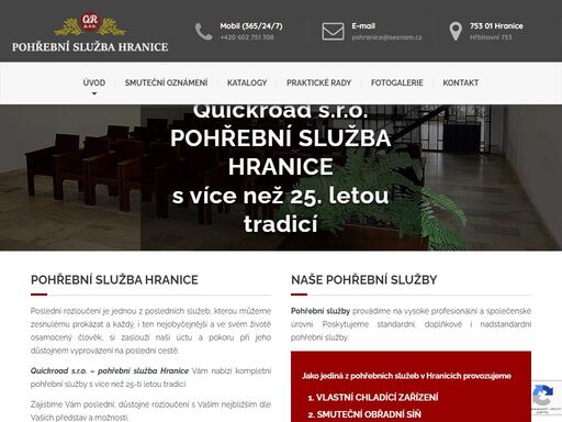 pohřební služba hranice - quickroad s.r.o.. pohřební služby, prodej rakví, uren, kopání hrobů.