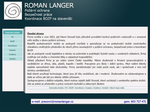 roman langer - osoba odborné způsobilá v požární ochraně, bezpečnosti práce, koordinátor bozp na staveništi