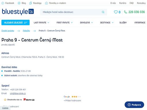 navštivte nás na pobočce praha 9 centrum černý most nebo si vyberte zájezd na webových stránkách. poleťte s ck blue style za sluníčkem. pomůžeme vám s výběrem.
