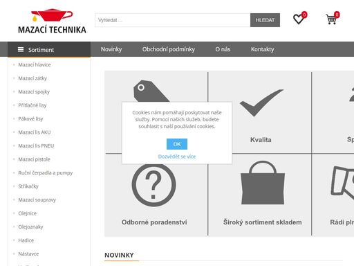 mazací technika hlavice zátky spojky přítlačné pákové lisy