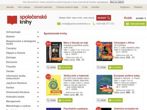 knižní tituly pro studenty, odborníky, laiky z oborů společenských věd, sociologie, sociální politiky, psychologie, psychoterapie, politologie, žurnalistiky, sociální práce, ekologie, religionistiky, pedagogiky, kulturních a mediálních studií, managementu, práva, ekonomiky, populárně naučné publikace českých i světových autorů.