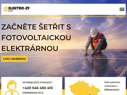 webová stránka firmy elektro-zf s.r.o.