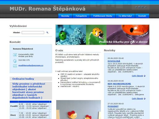 ordinace praktické lékařky pro děti a dorost mudr. renaty štěpánkové v mníšku pod brdy