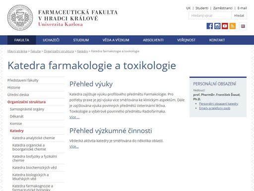 výuka i výzkumné aktivity fakulty jsou soustředěny především na katedrách.