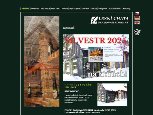 penzion,restaurace,bedřichov,hory,jizerské,jizera,jizerská 50,restaurant,ubytování,chata,hotel rezervujte :
- volné pokoje na zimní sezónu i na víkendové pobyty 2018/2019 (volné termíny poptávejte emailem)
booking.com
- pokud za každou cenu chcete uskutečnit rezervaci přes portál booking.com, prosím berte na vědomí, že aktuální a konečná cena je vám potvrzena obratem po vaší rezervaci. pokud ji nechcete akceptovat, respektujeme vaše rozhodnutí a rezervaci máte možnost bezplatně zrušit. ceny jsme totiž nuceni i rok dopředu zadávat pouze v eur i přesto, že jsme v čr.
rezervace i na booking.com je platná pouze po úhradě zálohy !!
děkujeme za pochopení.
prodej parkovacích míst na závody jiz50 2019 - parkování přímo na stadionu