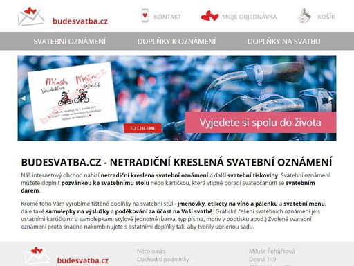 netradiční svatební oznámení, pozvánky ke svatebnímu stolu, svatební menu a další tiskoviny související se svatbou.