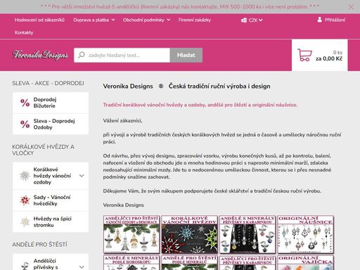tradiční česká ruční výroba a prodej bižuterie a vánočních ozdob. internetový obchod - eshop