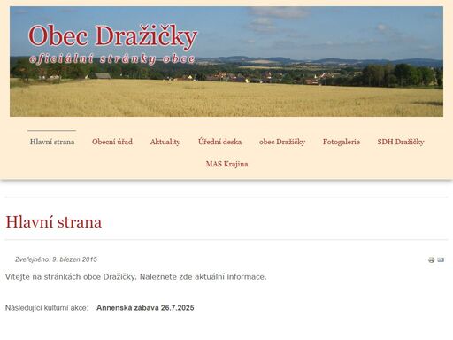 nové webové stránky obce dražičky