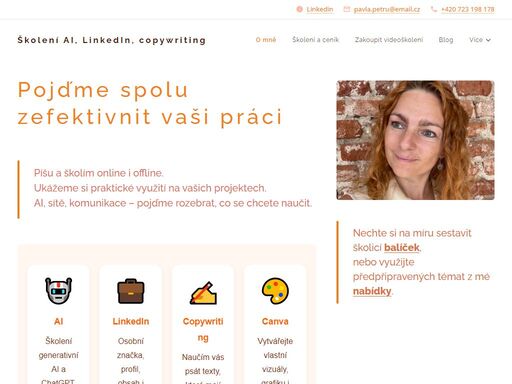 jak využít chatgpt a další generativní ai? jak vyzrát na linkedin a copywriting? přihlaste se na moje školení. naučím vás od základů až po pokročilé techniky.