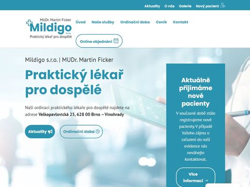 provozujeme ordinaci praktického lékaře pro dospělé v městské části brno-vinohrady. pro objednání návštěvy a vyšetření můžete využít on-line objednávkový systém.