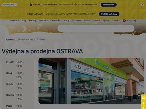 pořiďte na pobočce v ostravě vybrané outdoorové a kempingové vybavení nebo vyzvedněte svou objednávku z e-shopu 4camping! info o prodejně zde ?