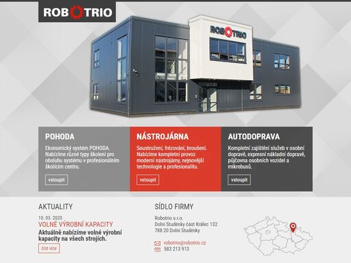 robotrio, nástrojárna, soustružení, frézování, cnc frézování, broušení, informační technologie, školící centrum, stormware, pohoda