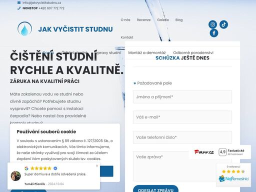 čištění studní ve zlínském kraji. čistíme studny kvalitně a nonstop. vyčistit studnu profesionálně. kopaná studna.